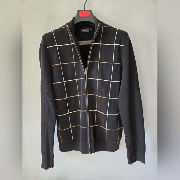 MEXX Black and Brown Grid Pattern Cotton Sweater. Mens L - Picture 3 of 7